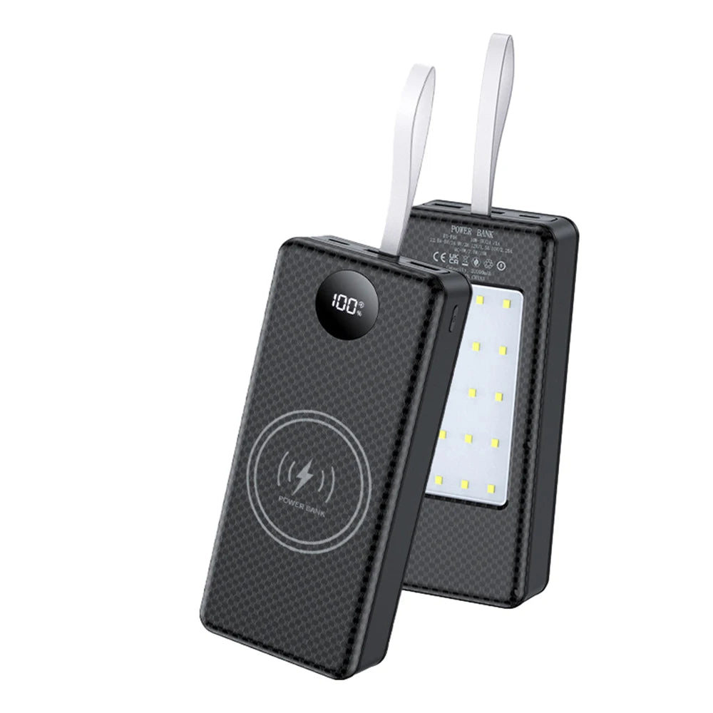 16*18650 Portable Power Bank Housing 22.5W Fast Charging 15W Wireless Charging Power Bank Housing With Camping Light