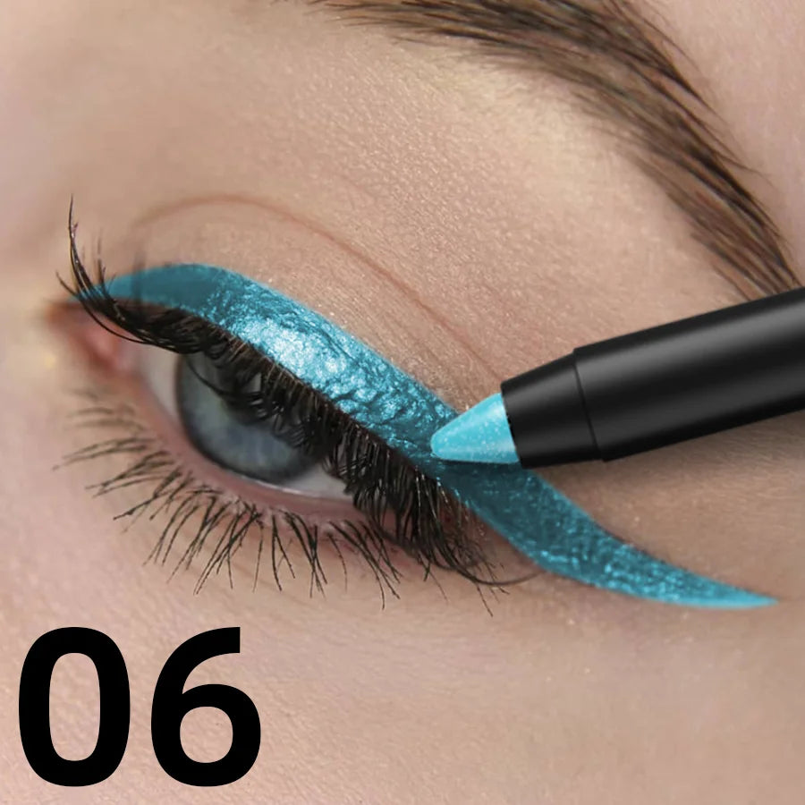 10-color 1pc colorful eyeliner pen,high pigmented waterproof pearly shimmer metallic smokey punk gothic style eyeliner makeup