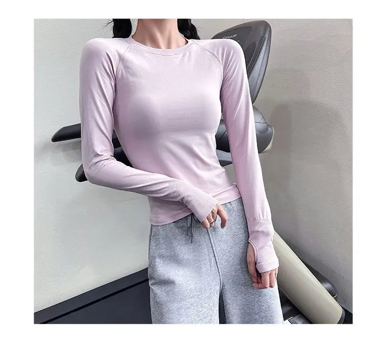 Women's Yoga Wear Long Sleeve Tight Stretch Sports T-Shirt Running Quick-Drying New Fitness Top