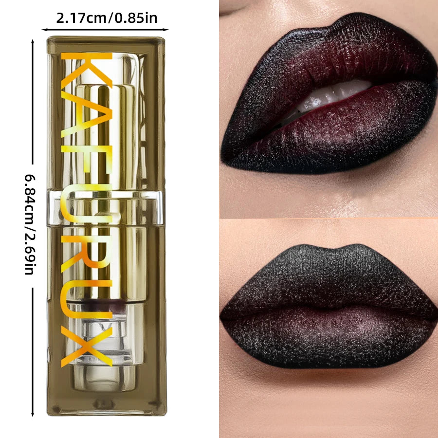 1PC Two-tone Sexy Red&Black Lipstick Glitter&matte Lip Sticks Nonstick Highly Pigmented Metallic Finish Lip Tint Makeup Giifts