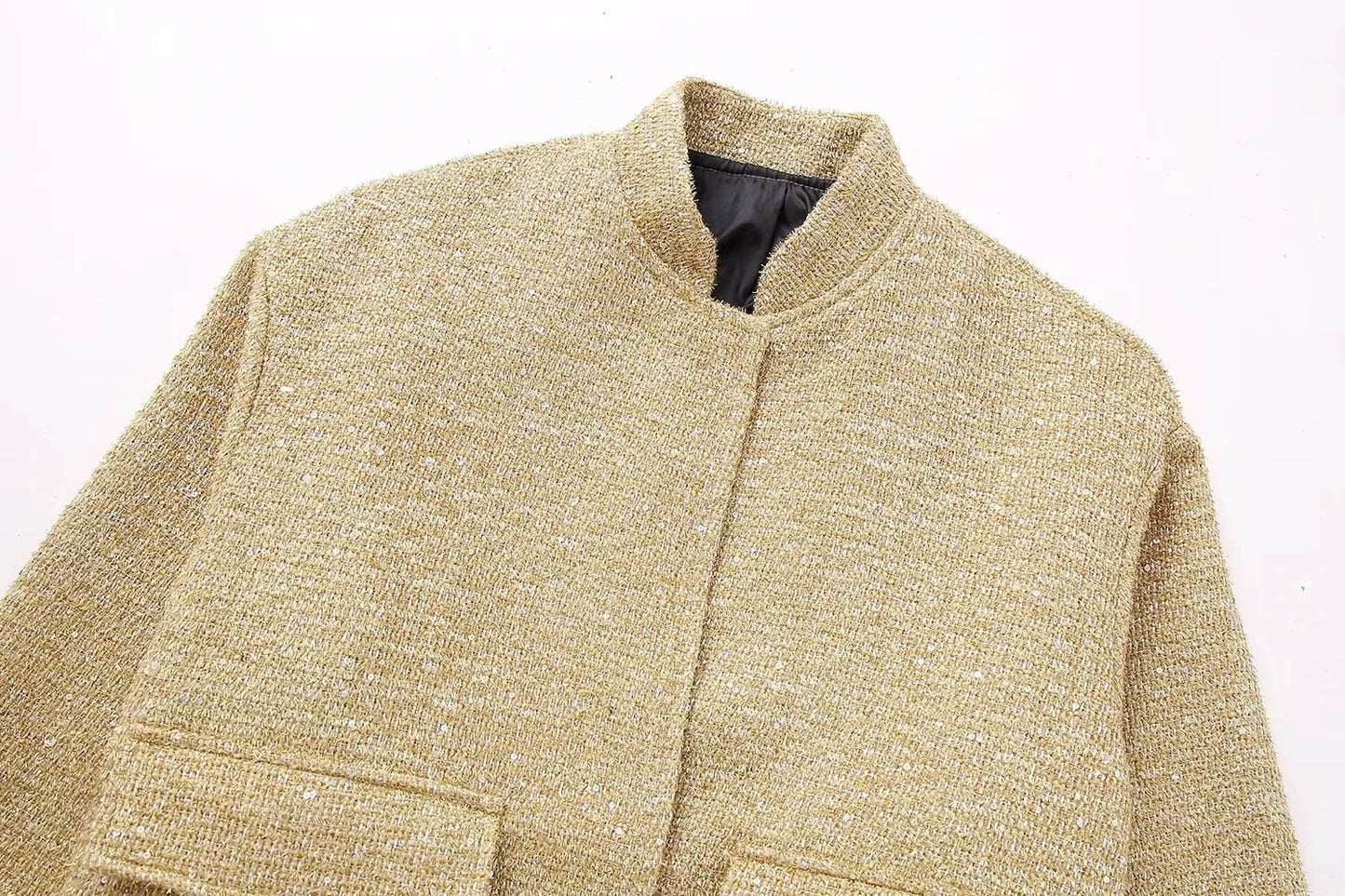 KONDALA Streetwear Golden Sequined Oversized Jackets Women Long Sleeve Zipper Thick Coats Fashion 2023 Autumn Winter Outwears
