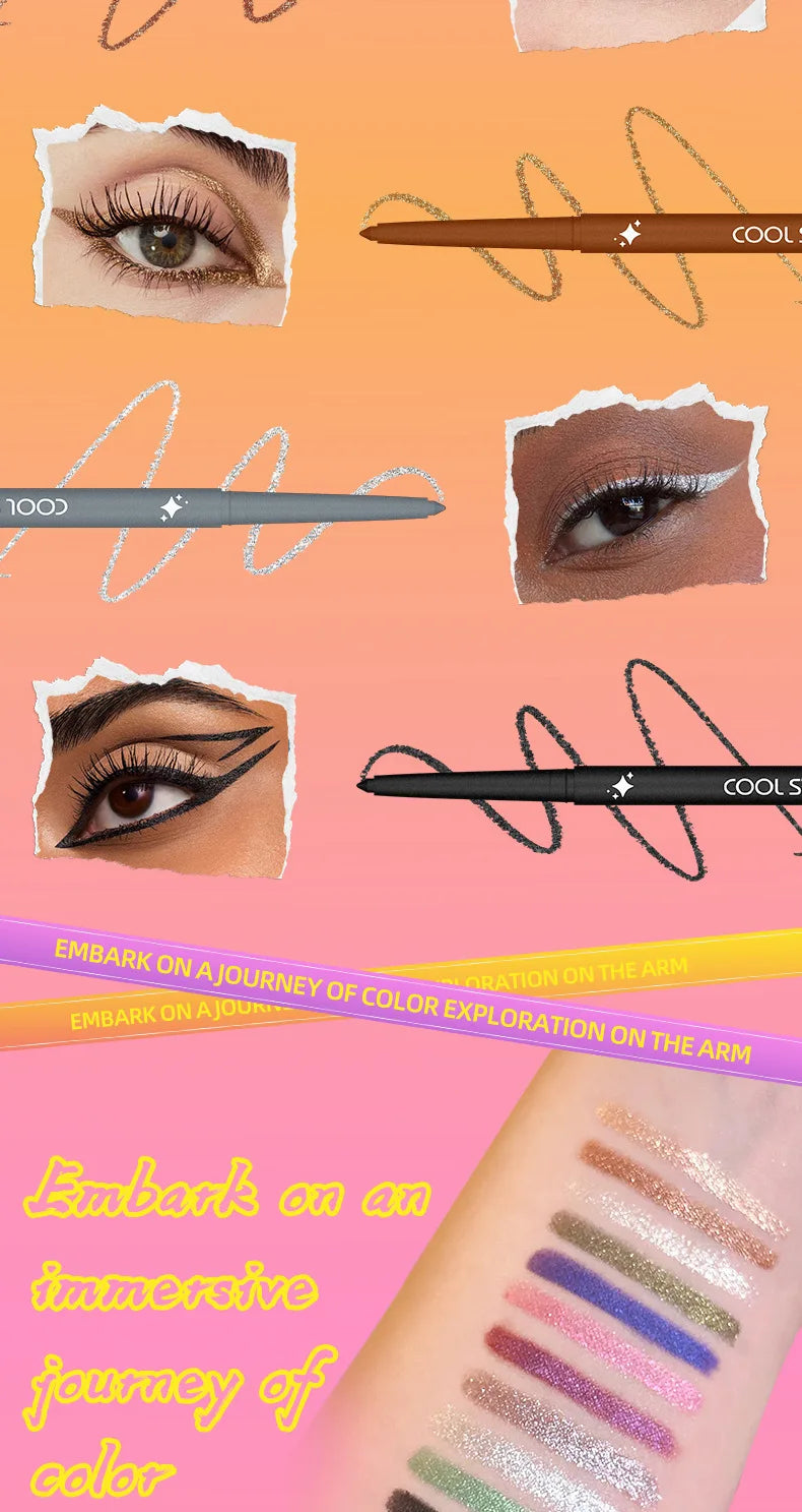 12-color Rainbow Matte waterproof Eyeliner set,professional ultra Long lasting Cream Gel Eyeliner set,Gift Cosmetics for women