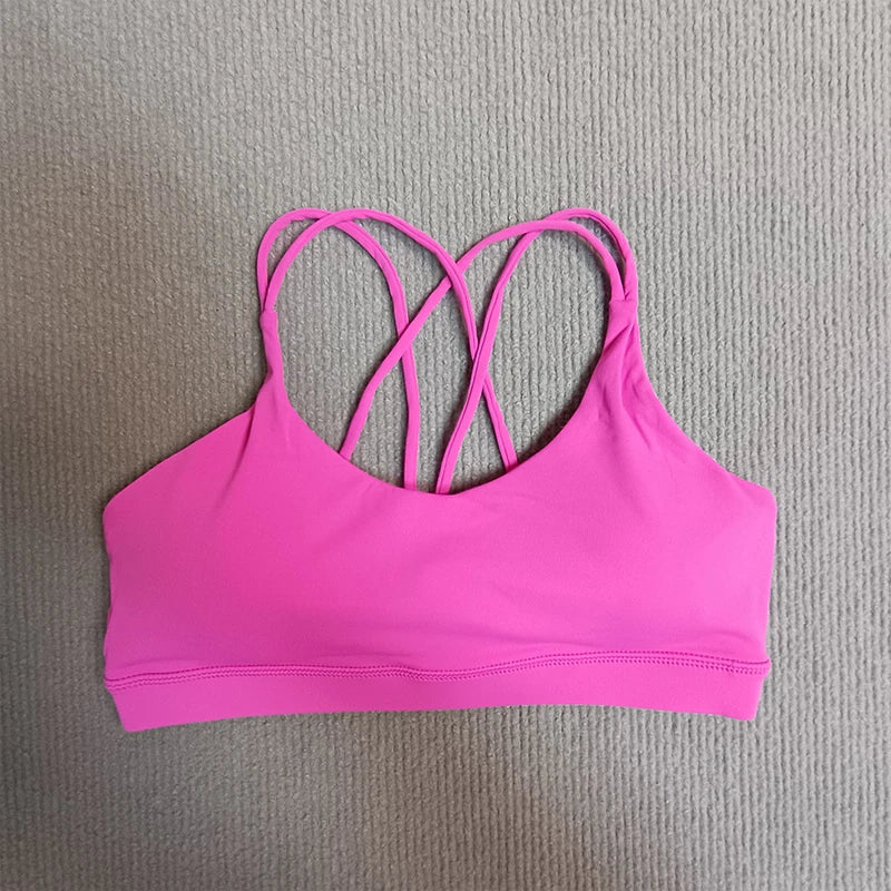Yoga Sport Bra Solid Color Women Beautiful Cross Back Backless Underwear Breathable Soft Fabric Running Fitness Training Vest