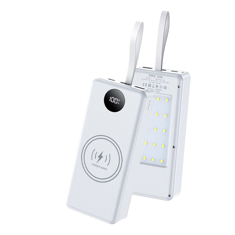 16*18650 Portable Power Bank Housing 22.5W Fast Charging 15W Wireless Charging Power Bank Housing With Camping Light