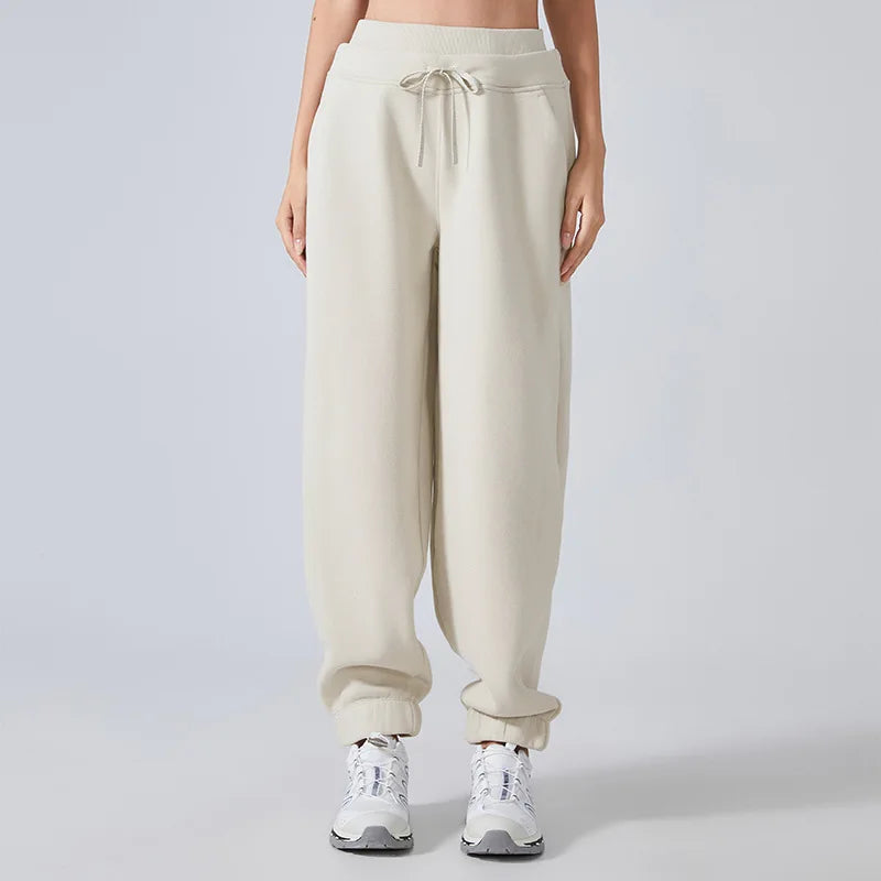 Xsunwing New Casual Winter Women Sports Sweatpants Workout Fleece Trousers Solid Thick Warm Female Running Jogger Pants WDQ154