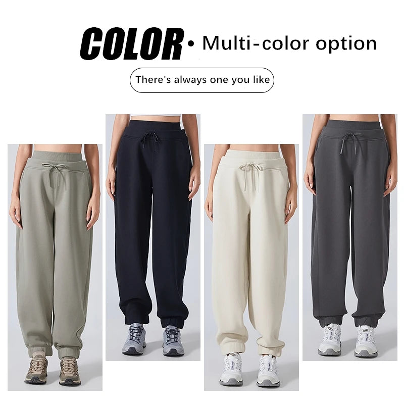 Xsunwing New Casual Winter Women Sports Sweatpants Workout Fleece Trousers Solid Thick Warm Female Running Jogger Pants WDQ154