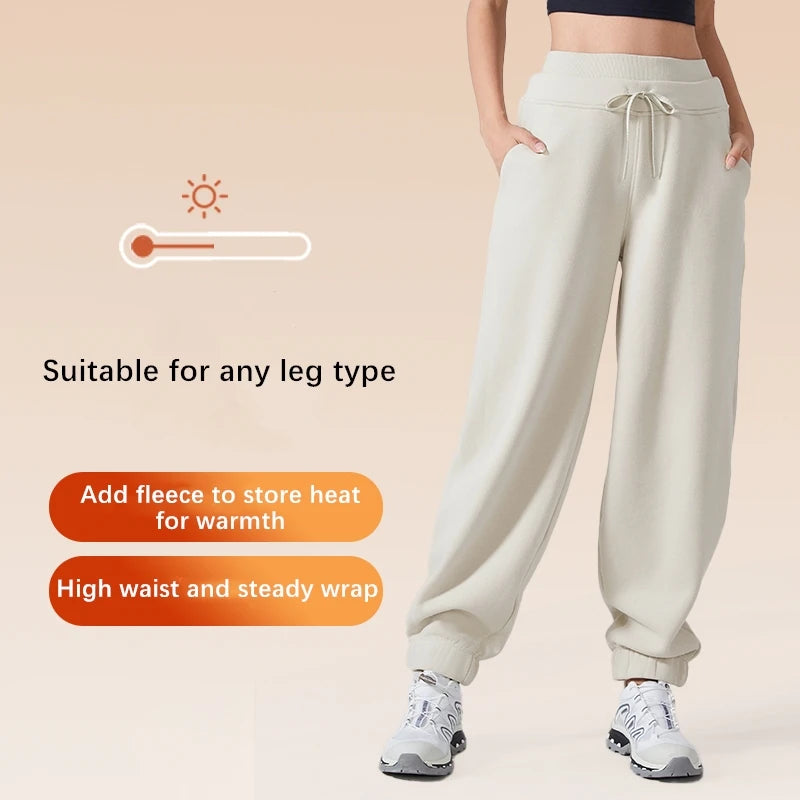Xsunwing New Casual Winter Women Sports Sweatpants Workout Fleece Trousers Solid Thick Warm Female Running Jogger Pants WDQ154