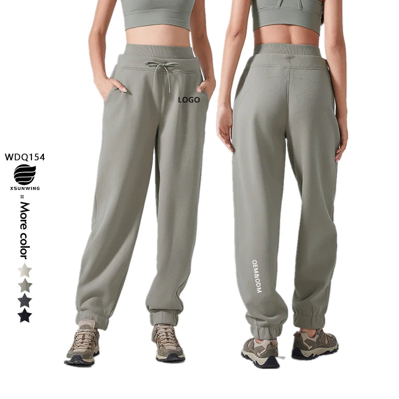 Xsunwing New Casual Winter Women Sports Sweatpants Workout Fleece Trousers Solid Thick Warm Female Running Jogger Pants WDQ154