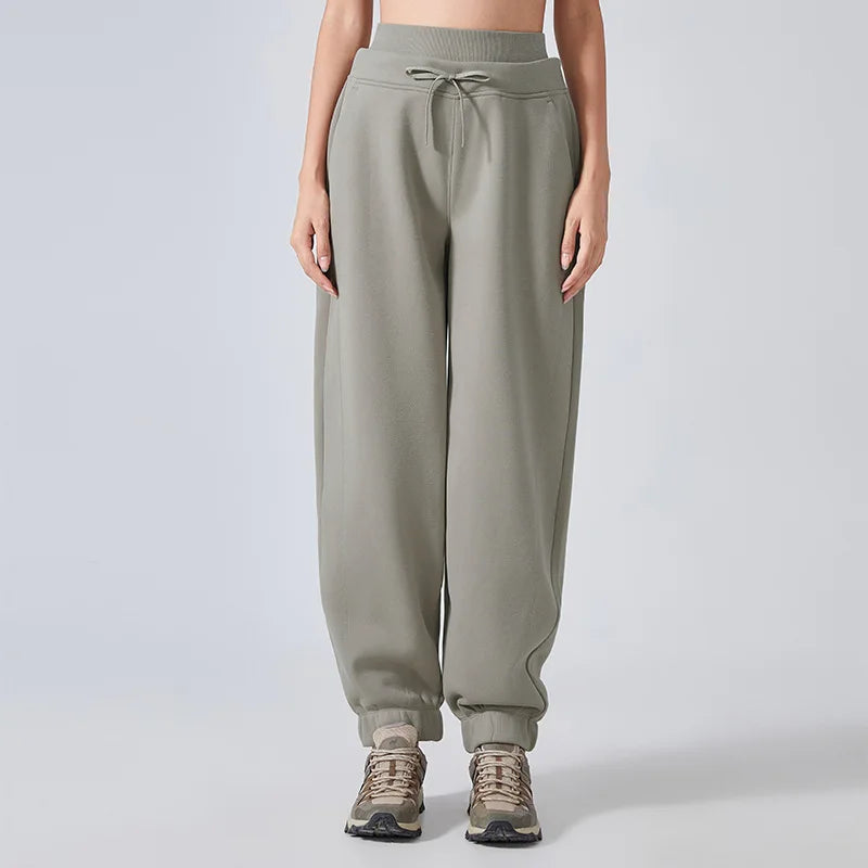 Xsunwing New Casual Winter Women Sports Sweatpants Workout Fleece Trousers Solid Thick Warm Female Running Jogger Pants WDQ154