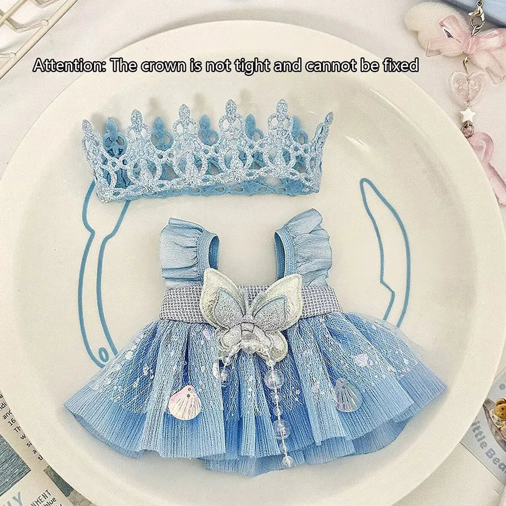 [No Doll] Mermaid Dress Sets For 15/17cm Labubu Dolls With Laser-Glossy Fish-Tail Costumes Paired With Shell
