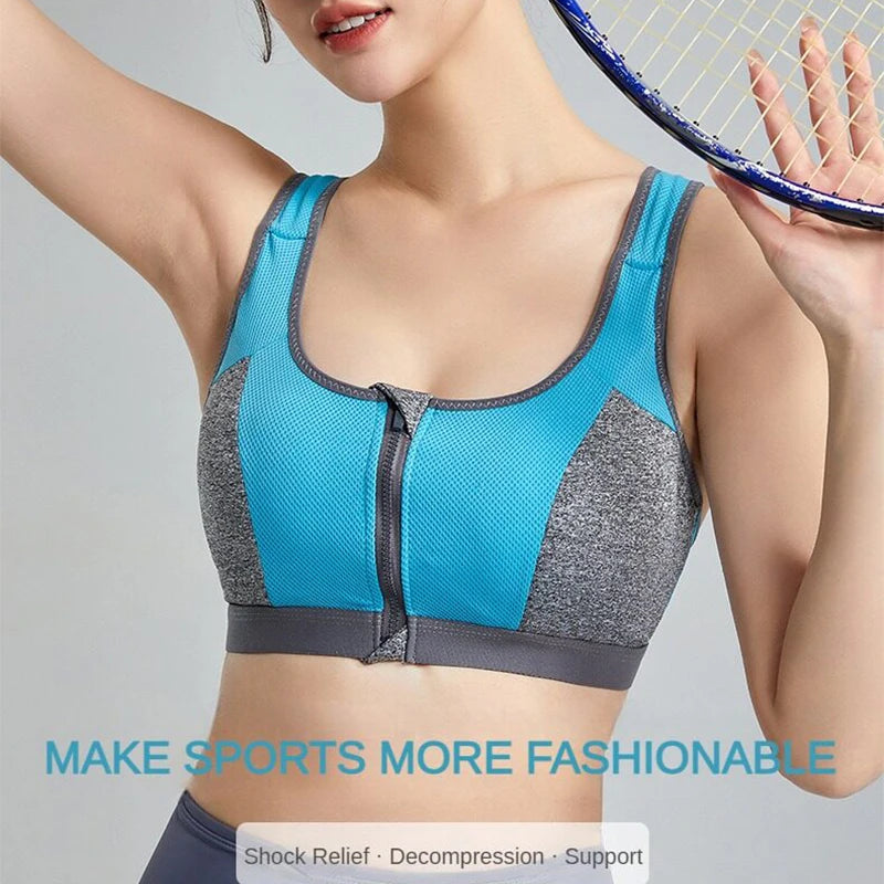 Yoga Sports Bra Top Shockproof Push Up Sportwear Workout Vest for Women Front Zipper Gym Running Underwear Jogging Fitness Bras