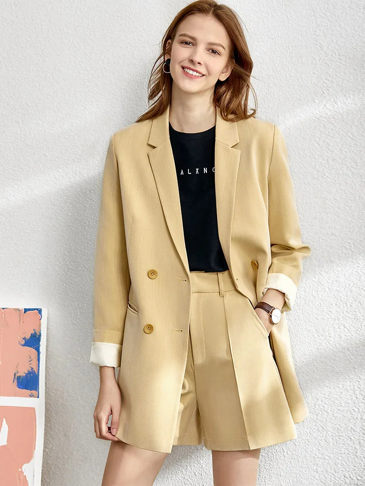 Amii Minimalism Jacket Spring Office Lady Blazer Women Vneck Tanks, Women's pants Female Shorts Sold Separately Blazers 12260069