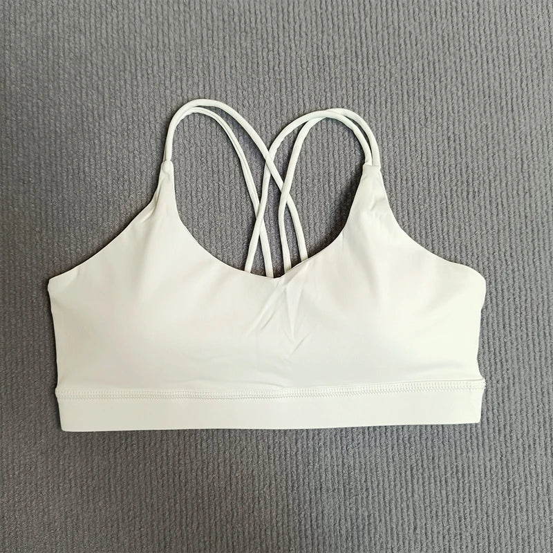 Yoga Sport Bra Solid Color Women Beautiful Cross Back Backless Underwear Breathable Soft Fabric Running Fitness Training Vest