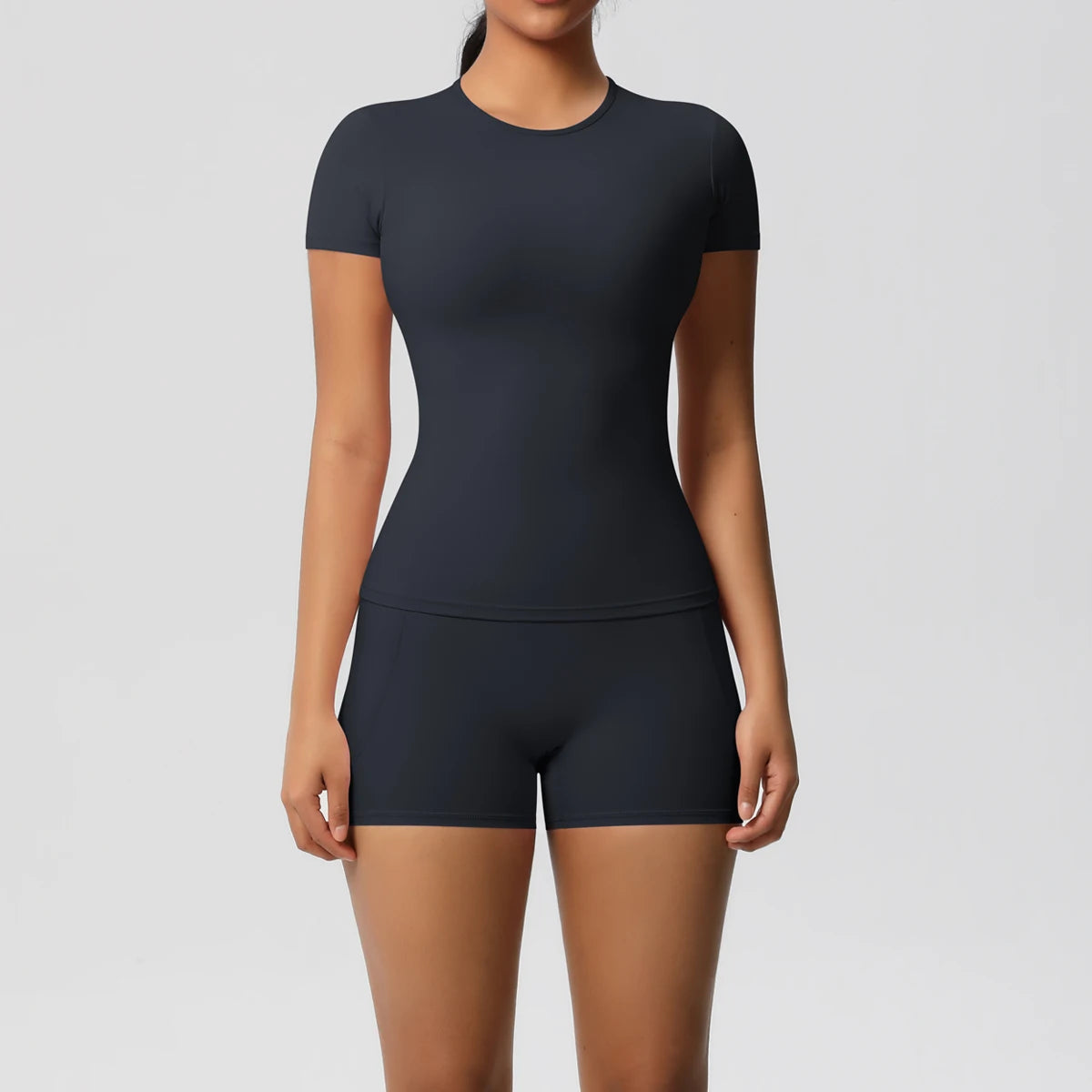 Workout Sportswear 2Pcs Piece Female Yoga Shirt Push Up Workout Clothes Women Outdoors Sport  High Waist  Fitness Sport Shorts