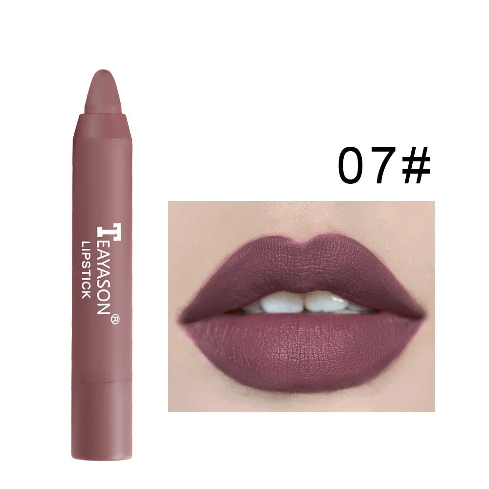 12 Colors Waterproof Long Lasting Lip tint Velvet Matte Lipsticks Nude Stick Lips Makeup Tint Pen Daily Makeup Nude LipstickTool