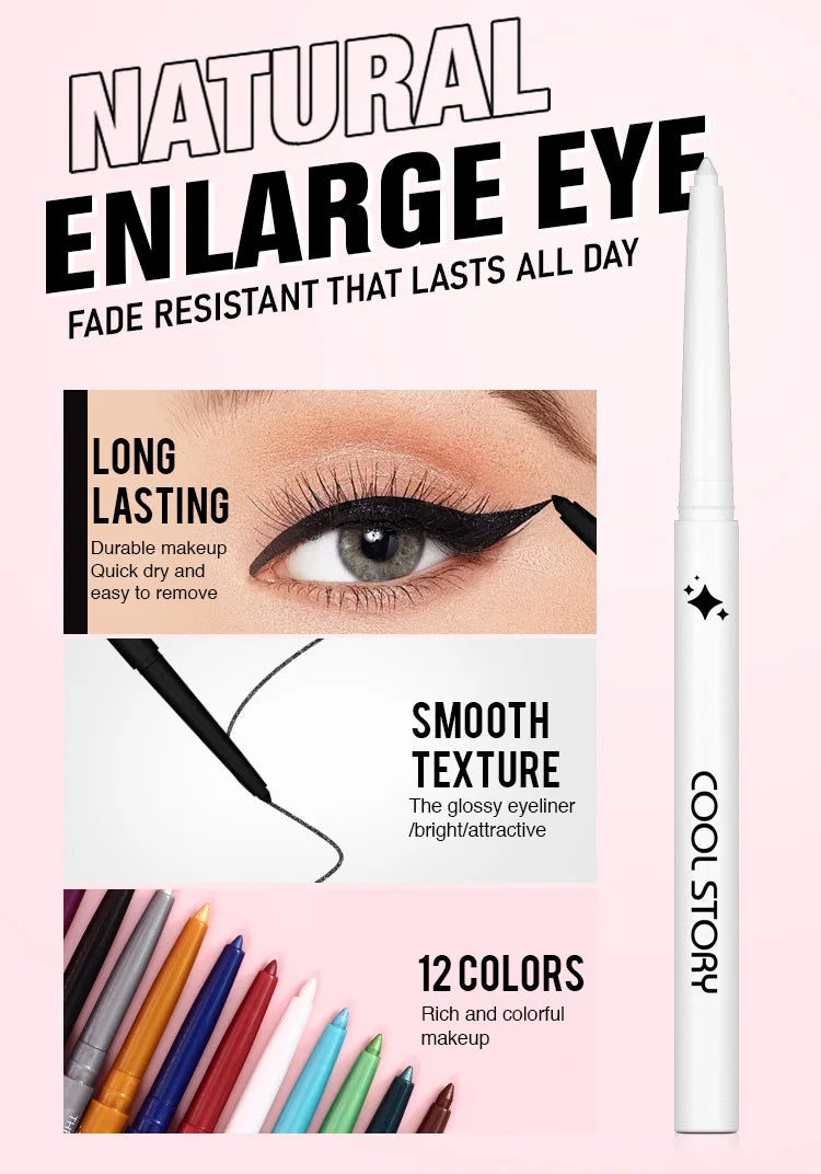 12-color Rainbow Matte waterproof Eyeliner set,professional ultra Long lasting Cream Gel Eyeliner set,Gift Cosmetics for women