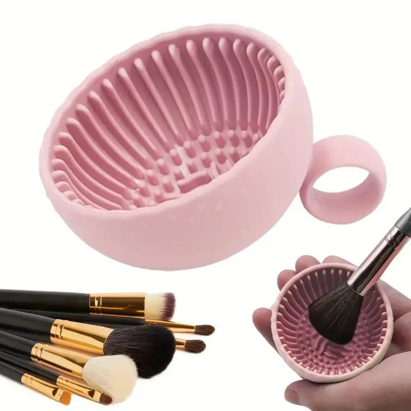 1pc QuickClean Makeup Brush Cleaner - Premium Silicone Scrubber & Non-slip Bowl - Effortless Deep Cleaning for All Facial