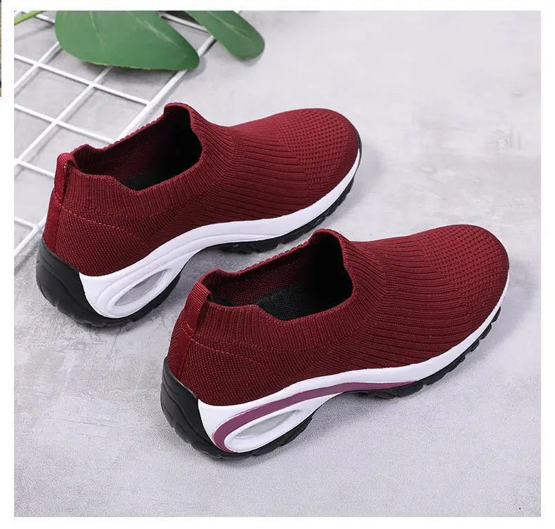 2024 summer New Women Fashion Casual Sport Shoes Wedge Platform Sneakers  Ladies Breathable  Vulcanized Shoes