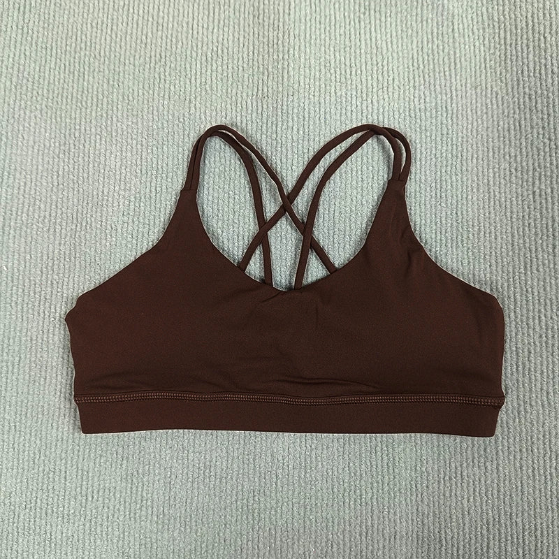 Yoga Sport Bra Solid Color Women Beautiful Cross Back Backless Underwear Breathable Soft Fabric Running Fitness Training Vest