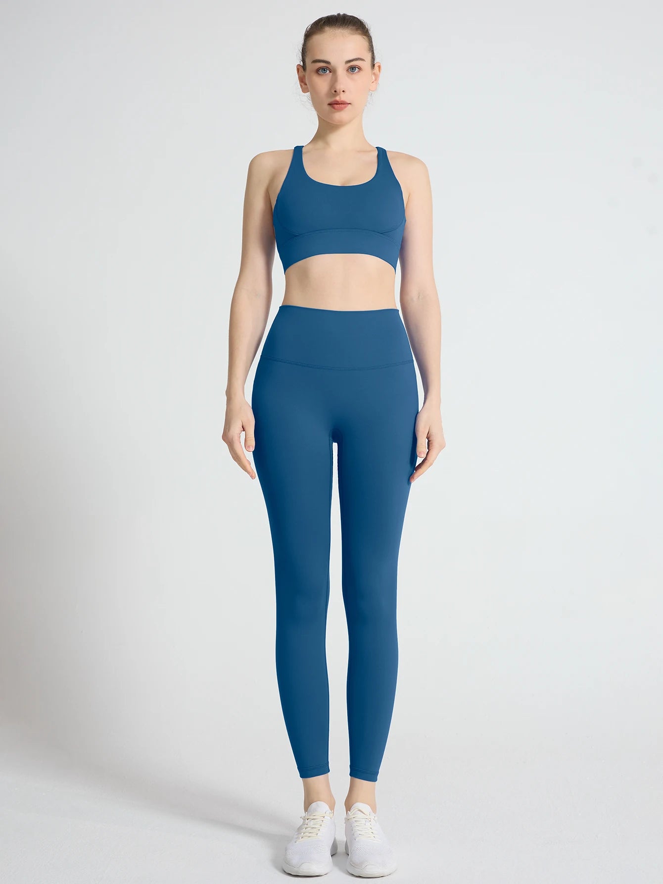 2 Piece Yoga Set Women's tracksuit Fitness Crop Top Shockproof Sports Bras Yoga Gym Running Pants Sportswear Running Fitness