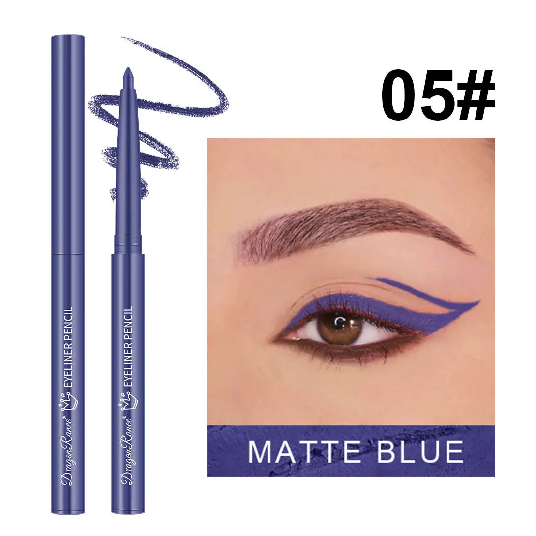 12 Colors Matte Eyeliner Waterproof Sweatproof Lasting Non-Smudged Rotatable Eye Liner Green Purple Colorful Eye Makeup Tools
