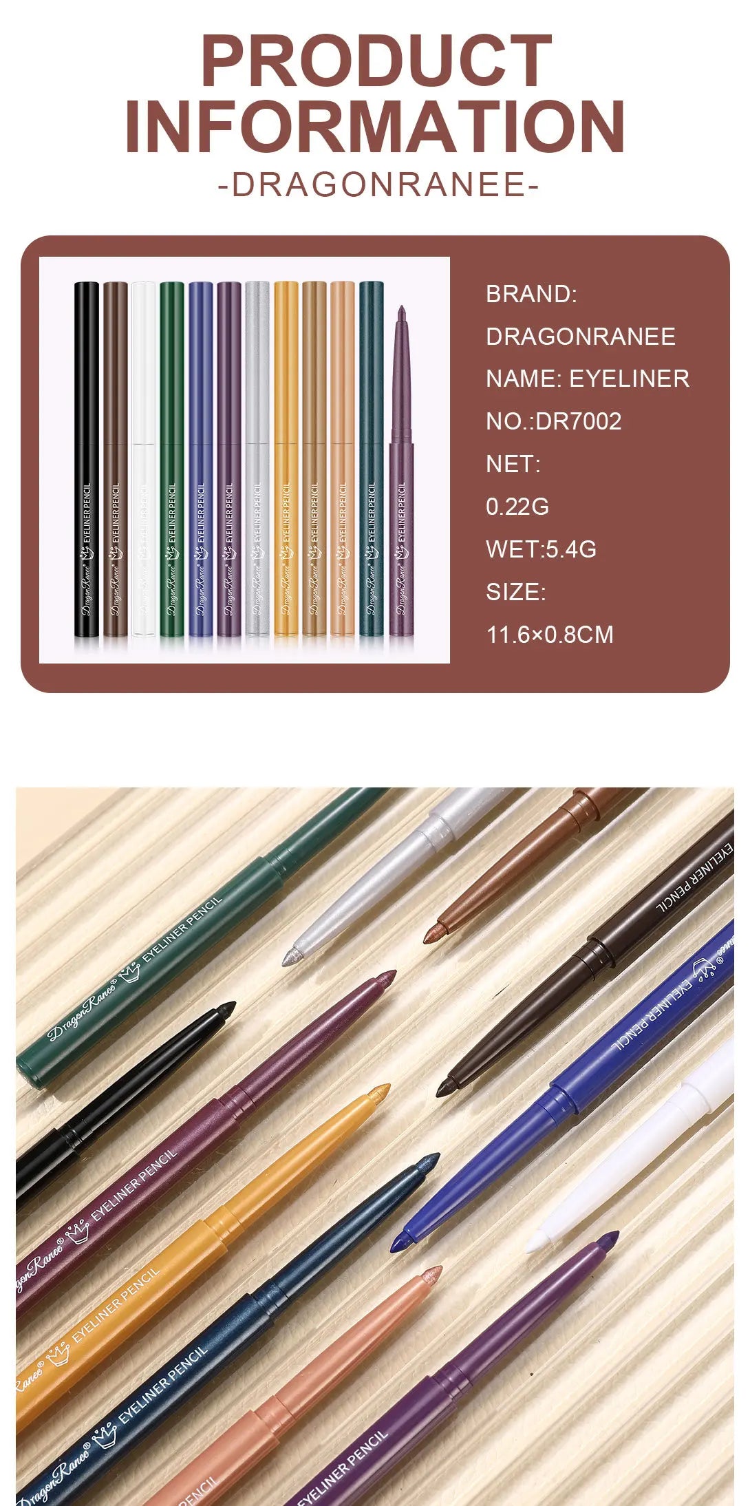 12 Colors Matte Eyeliner Waterproof Sweatproof Lasting Non-Smudged Rotatable Eye Liner Green Purple Colorful Eye Makeup Tools