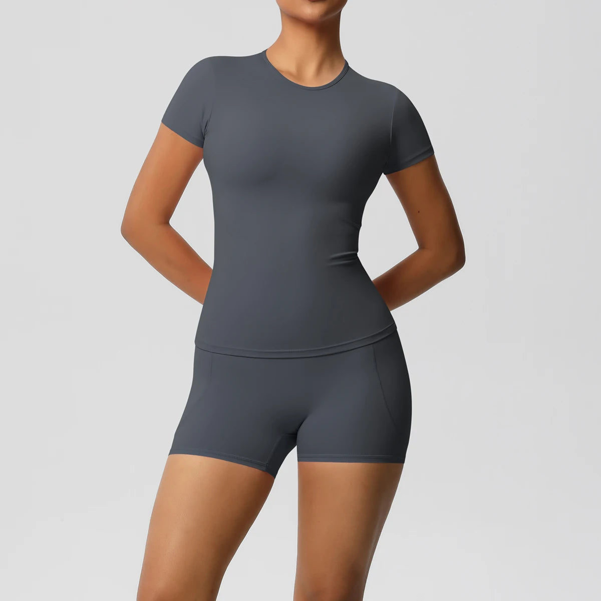 Workout Sportswear 2Pcs Piece Female Yoga Shirt Push Up Workout Clothes Women Outdoors Sport  High Waist  Fitness Sport Shorts