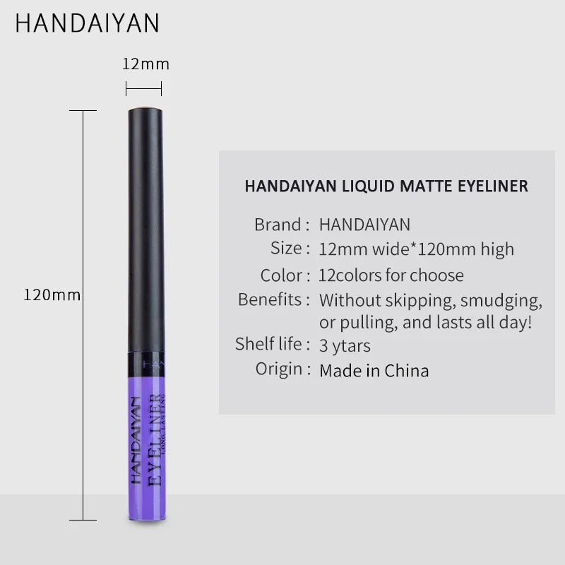 12 Colors Colorful Liquid Eyeliner Pencil Waterproof Long-Lasting  Quick-Dry No Blooming Blue Pink Eye Liner Pen Cosmetics Tools