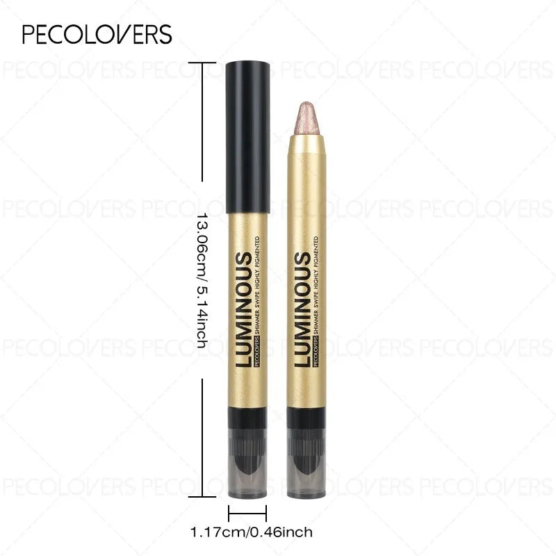 1 Pc Shimmer Eyeshadow Stick, Dual-ended Eyeshadow Pen, with Brush, Eye-catching Eye Makeup High Color Rendering, Concert Makeup