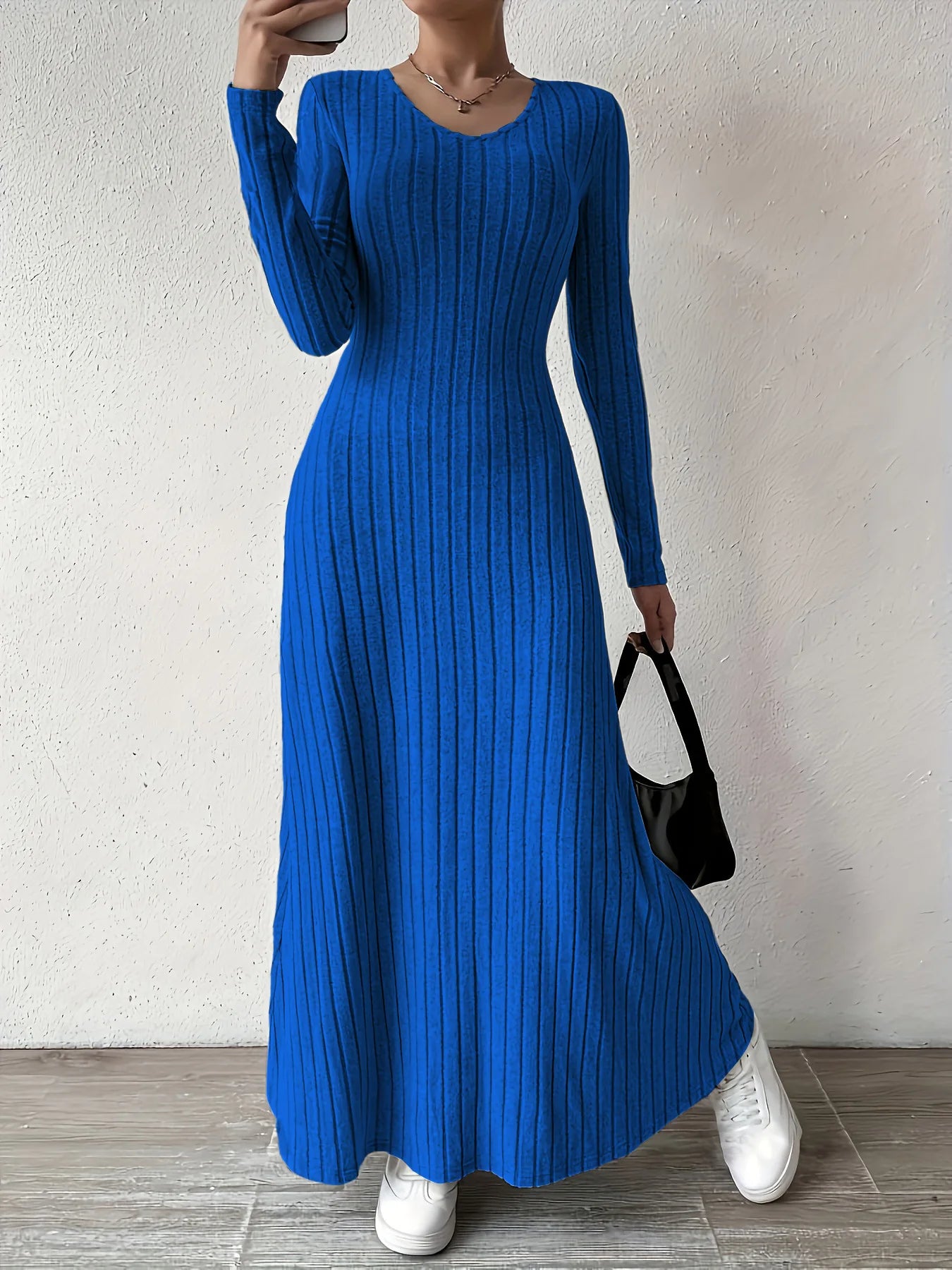 Womens Dresses Female Clothes New Long Sleeve V-neck Knitted Long Dress For Women Elegant Party Long Dresses Gothic Clothes 2025