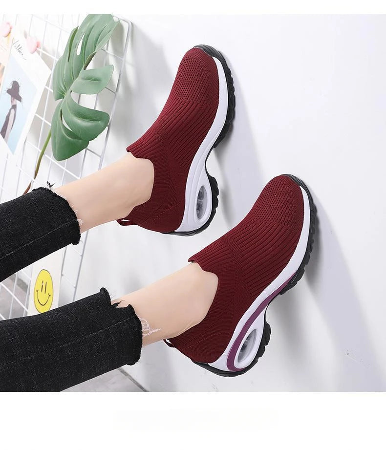 2024 summer New Women Fashion Casual Sport Shoes Wedge Platform Sneakers  Ladies Breathable  Vulcanized Shoes