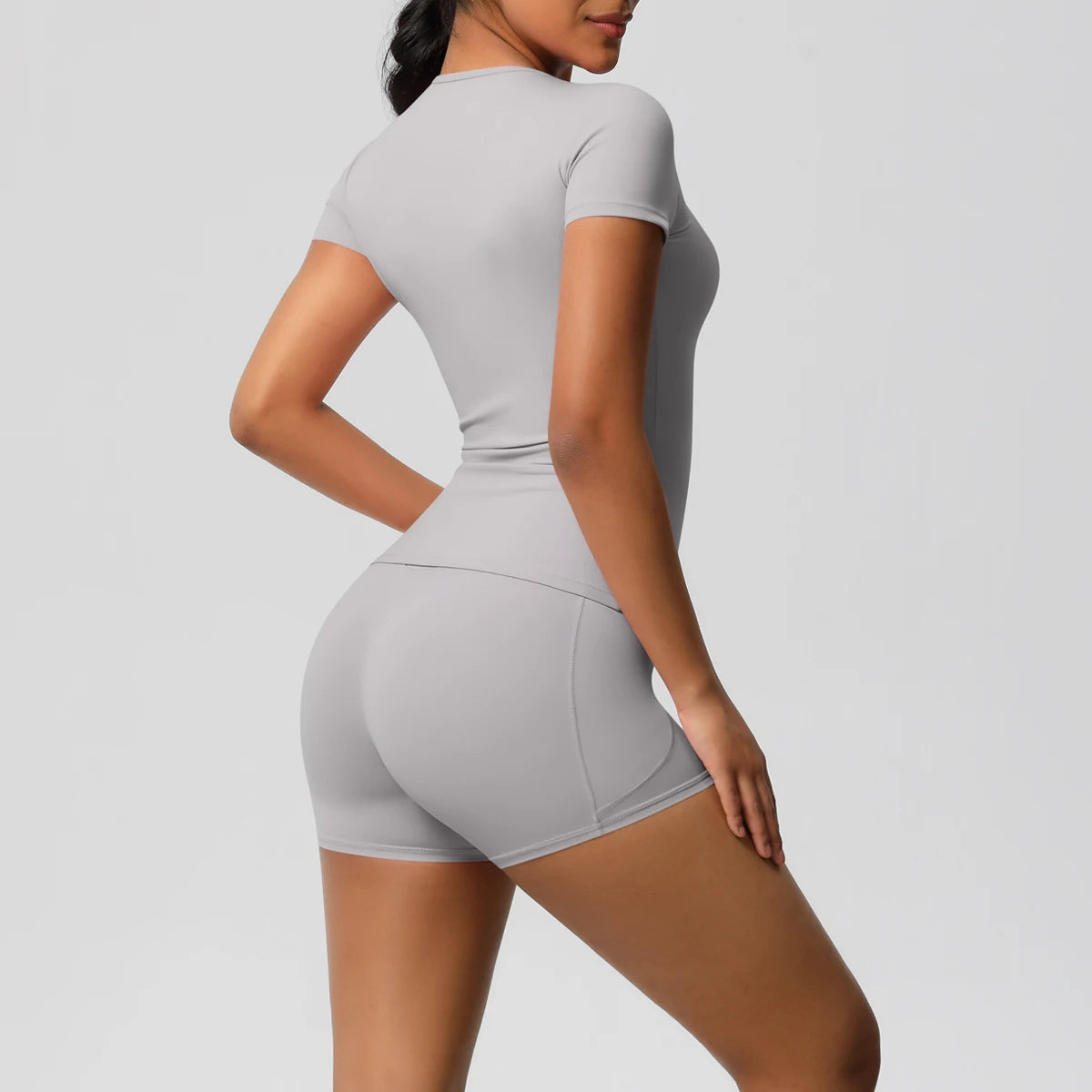 Workout Sportswear 2Pcs Piece Female Yoga Shirt Push Up Workout Clothes Women Outdoors Sport  High Waist  Fitness Sport Shorts