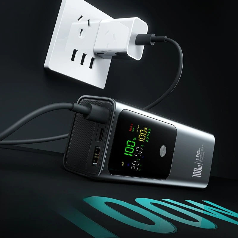 100W Fast Charging Portable Power Bank 20000mAh USB Output Digital Display Can Be Usednotebook and Multiple Devices Three-port