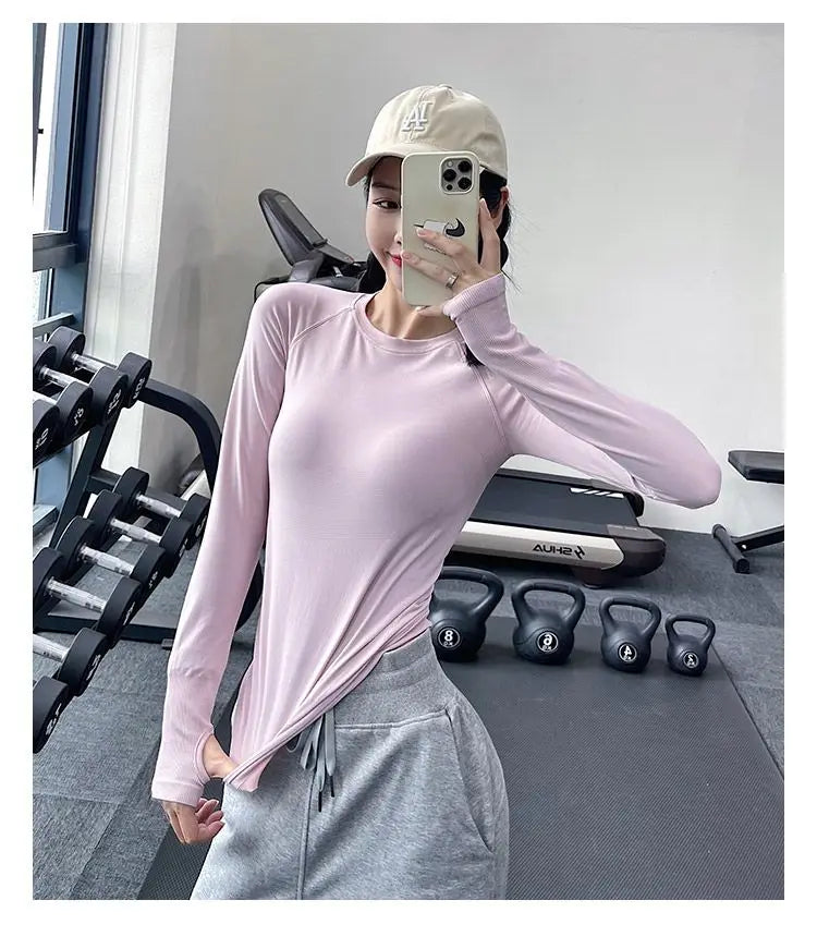 Women's Yoga Wear Long Sleeve Tight Stretch Sports T-Shirt Running Quick-Drying New Fitness Top
