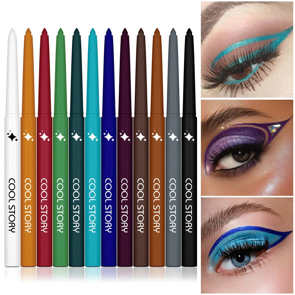 12-color Rainbow Matte waterproof Eyeliner set,professional ultra Long lasting Cream Gel Eyeliner set,Gift Cosmetics for women