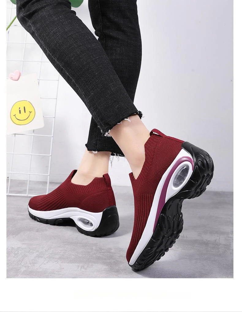 2024 summer New Women Fashion Casual Sport Shoes Wedge Platform Sneakers  Ladies Breathable  Vulcanized Shoes