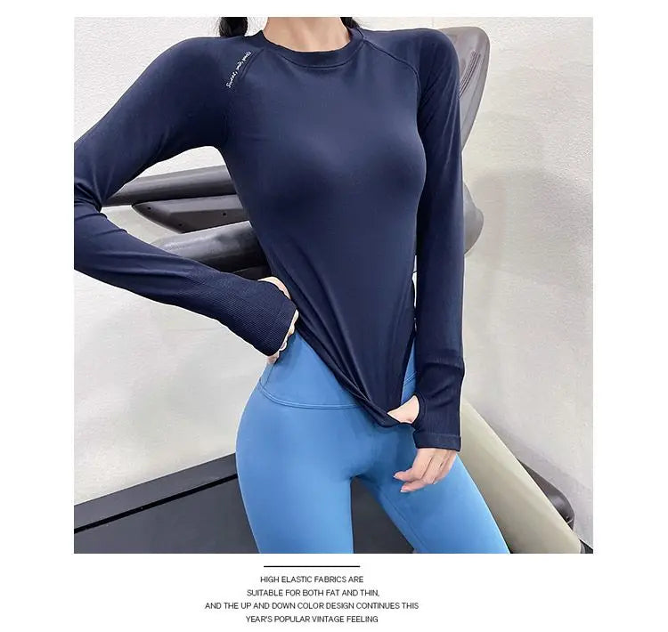 Women's Yoga Wear Long Sleeve Tight Stretch Sports T-Shirt Running Quick-Drying New Fitness Top