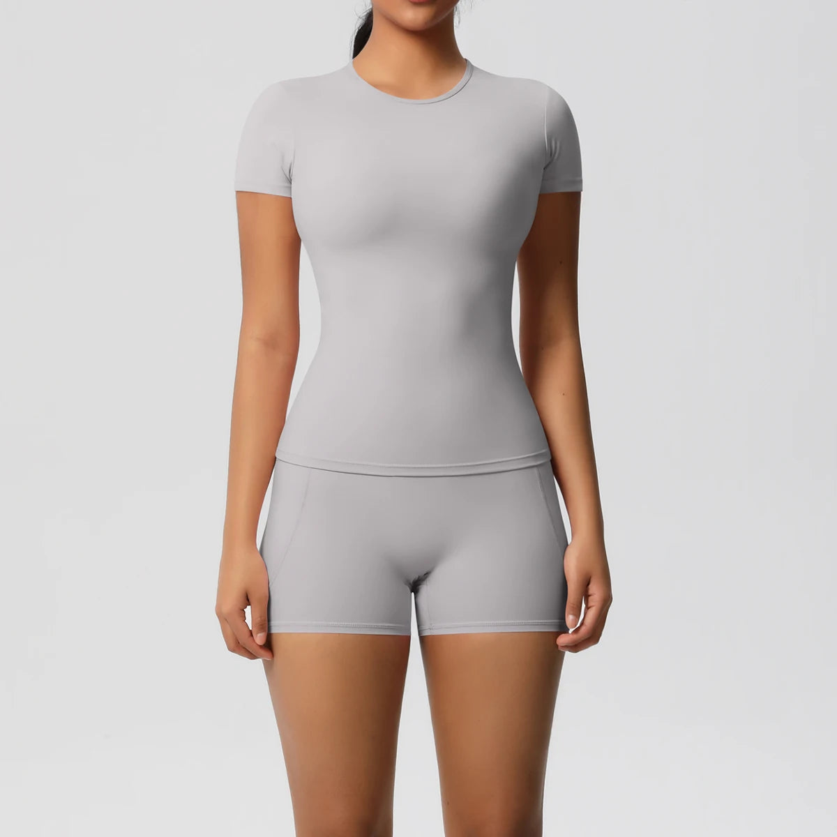 Workout Sportswear 2Pcs Piece Female Yoga Shirt Push Up Workout Clothes Women Outdoors Sport  High Waist  Fitness Sport Shorts