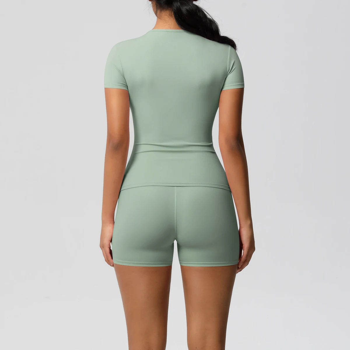 Workout Sportswear 2Pcs Piece Female Yoga Shirt Push Up Workout Clothes Women Outdoors Sport  High Waist  Fitness Sport Shorts