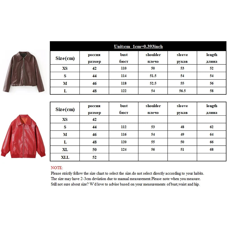 Leaher Jackets Women's Jaqueta Feminina Streetwear ins Outwear Casaco Feminino Vermelho Couro Coat Black Giacca Pelle Donna insz