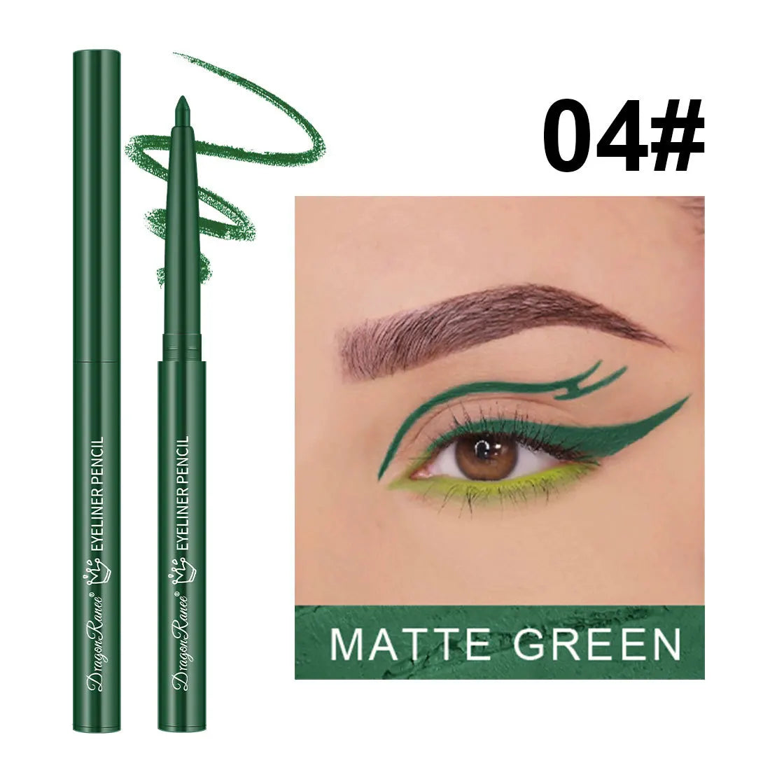 12 Colors Matte Eyeliner Waterproof Sweatproof Lasting Non-Smudged Rotatable Eye Liner Green Purple Colorful Eye Makeup Tools