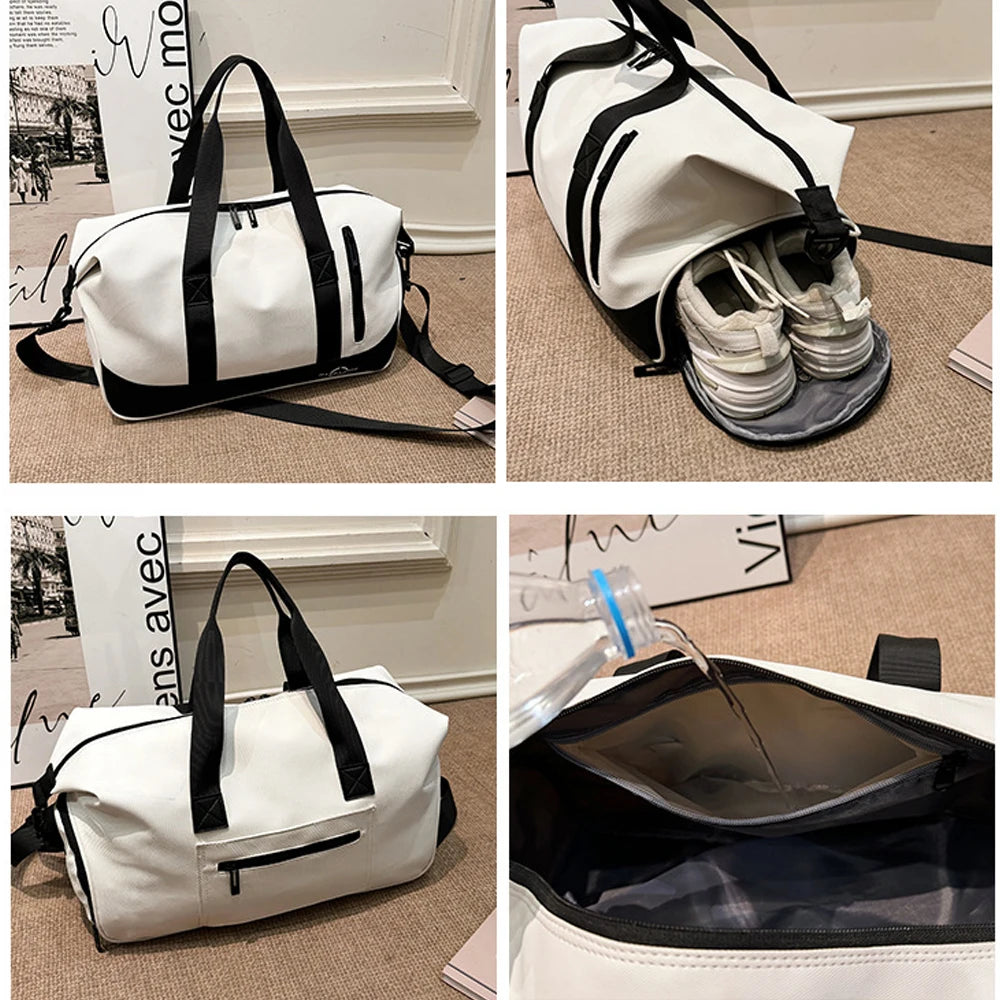 1Pcs Gym Bag for Women Men Sports, Gyms, Weekend Getaway, Waterproof Duffle Bag with Shoe & Wet Clothes Compartments