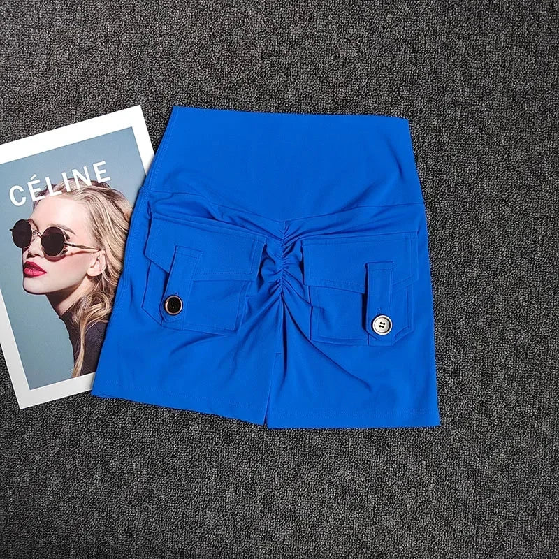 Women's Yoga Sports Shorts High Waist Peach Hip Seamless Sport With Pocket Tights Sports Workout Running Gym Shorts🏃🏻‍♀️🩳