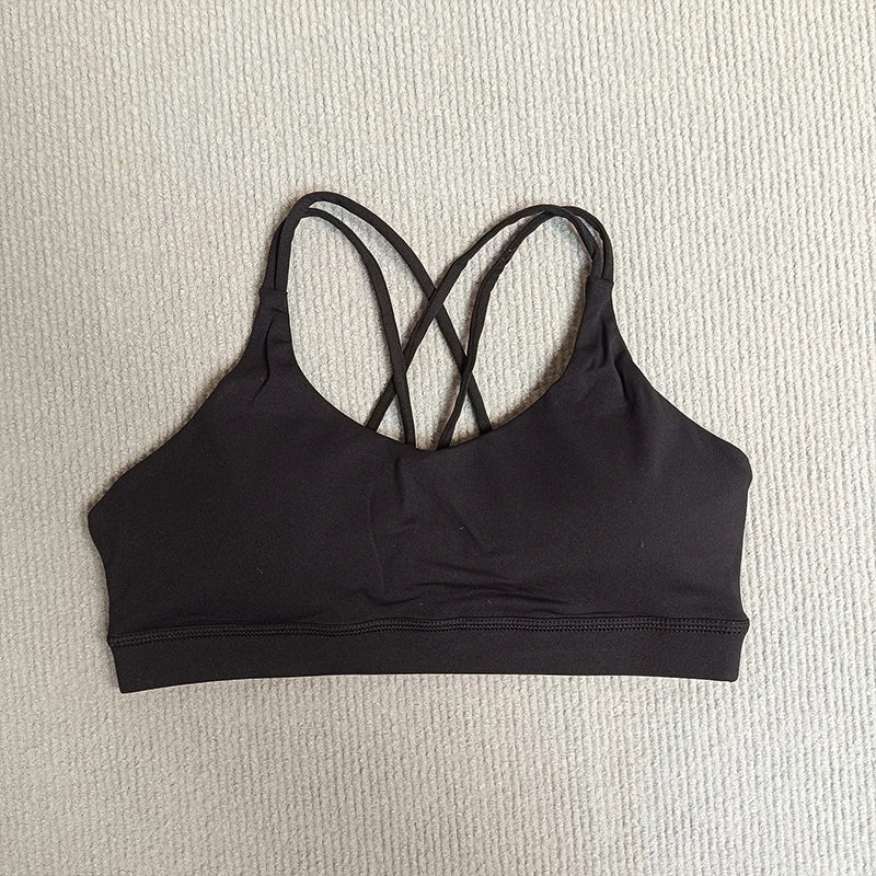 Yoga Sport Bra Solid Color Women Beautiful Cross Back Backless Underwear Breathable Soft Fabric Running Fitness Training Vest