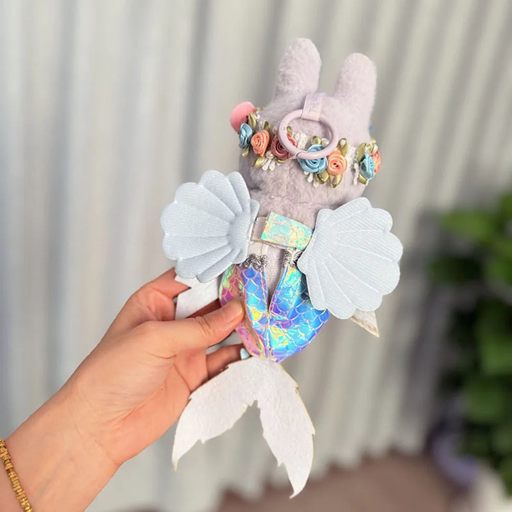 [No Doll] Mermaid Dress Sets For 15/17cm Labubu Dolls With Laser-Glossy Fish-Tail Costumes Paired With Shell