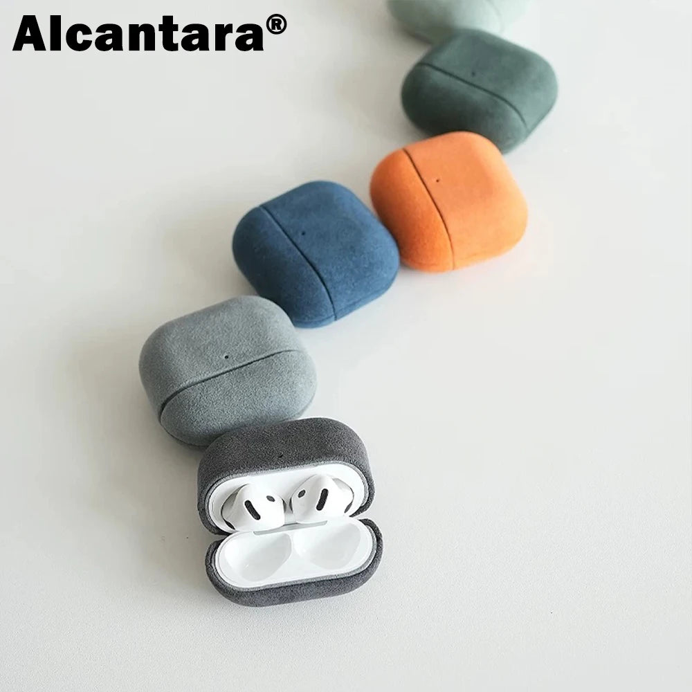100% ALCANTARA Leather Case for AirPods Pro 3 Pro3 Luxury Suede Leather Cases for AirPod 4 Pro 3 2 Headset Turn fur Cover
