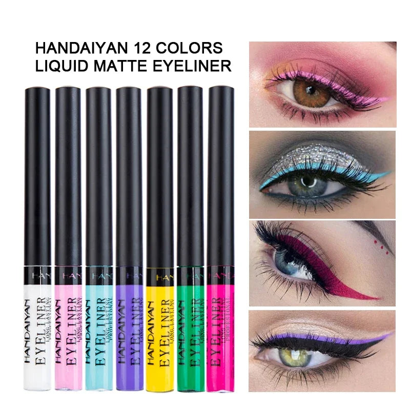12 Colors Colorful Liquid Eyeliner Pencil Waterproof Long-Lasting  Quick-Dry No Blooming Blue Pink Eye Liner Pen Cosmetics Tools