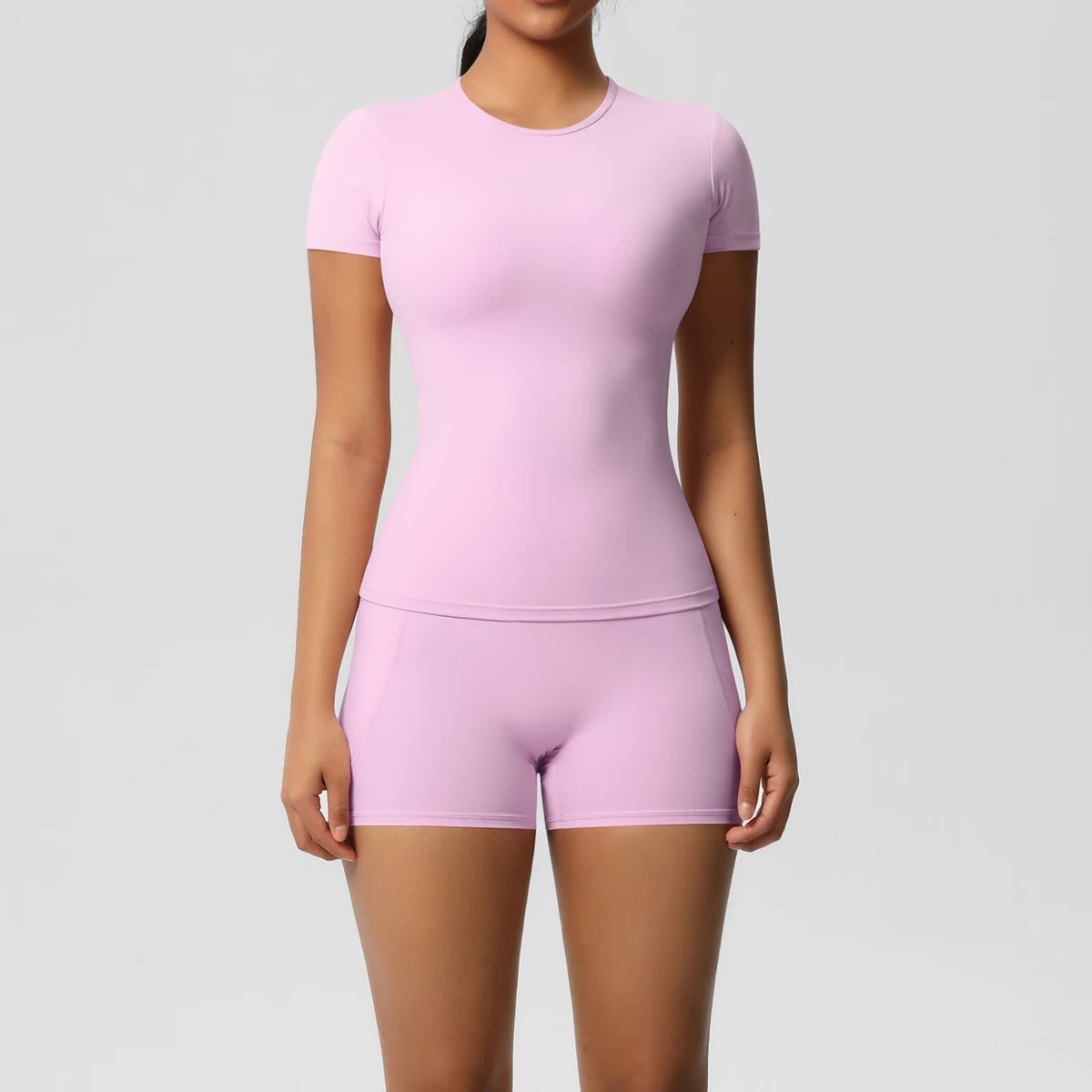 Workout Sportswear 2Pcs Piece Female Yoga Shirt Push Up Workout Clothes Women Outdoors Sport  High Waist  Fitness Sport Shorts