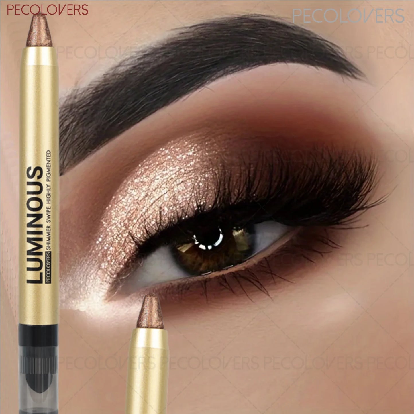 1 Pc Shimmer Eyeshadow Stick, Dual-ended Eyeshadow Pen, with Brush, Eye-catching Eye Makeup High Color Rendering, Concert Makeup