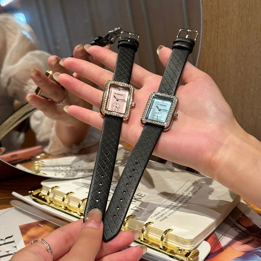 Women's Watch | Fashion Rose Gold Square Leather Quartz Watch | Luxury Ladies Wristwatch | Girlfriend Gift